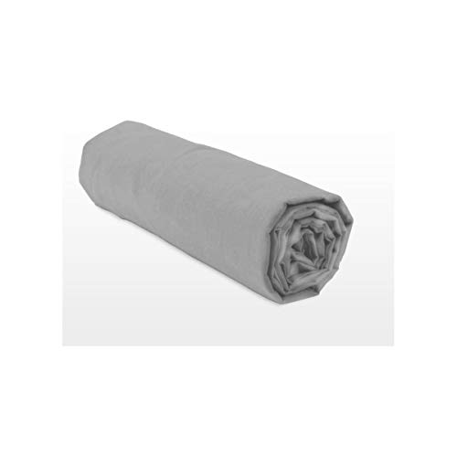 Home Linge Passion Light Grey Fitted Sheet 140 x 190 cm + 25 cm 100% Cotton 57 Thread Count (Label Oeko-Tex)