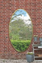 "MirrorOutlet The Ovale - Large Gold Framed Oval Pond Garden Wall Mirror 71"" X 39"" (180cm X 100cm) Silver Mirror Glass On A Black Backing."