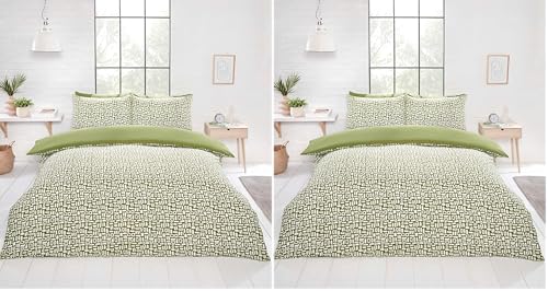 Rapport Home Pebbles Microfibre Duvet Cover Set Single-size Bedding Green with Pillowcases included (Pack of 2)