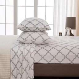 Extra Soft Cozy Velvet Plush Sheet Set. Deluxe Bed Sheets Deep Pockets. Velvet Luxe Collection (Twin, White/Grey)