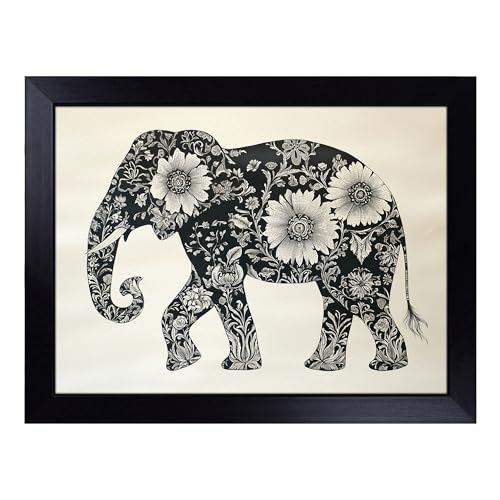 Lap Tray with Bean Bag Cushion, Elephant - Handmade in the UK, Raised Wooden Edge, Padded Cushion, Heat-Resistant Wipe-Clean Surface, for Meals, Laptops and Crafts