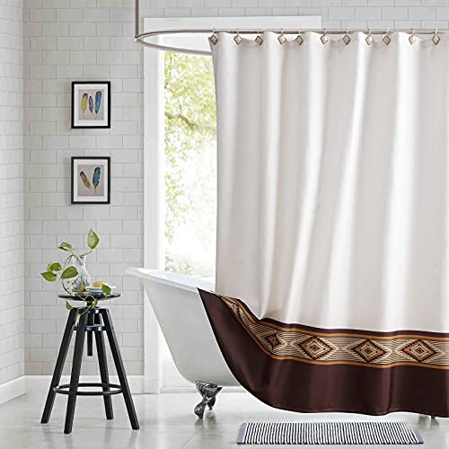 "BESTRIPES Fabric Shower Curtain, Beige and Brown Color Block Cloth Shower Curtains for Bathroom, Waterproof Bathroom Curtains, 62"" W x 72"" H"