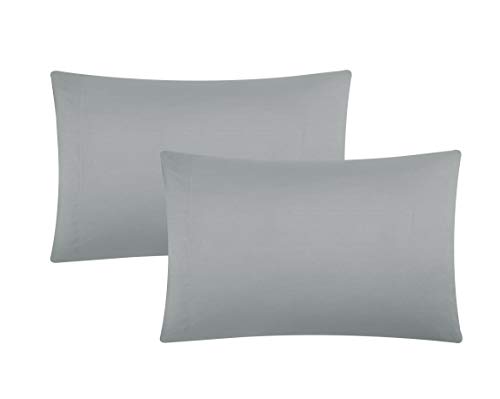 "EVOLIVE King Size Pillowcases Set of 2, Ultra Soft Brushed Microfiber Pillow Covers, 20"" x 40"", Envelope Closure, Soft, Breathable and Easy Care (Silver Grey, 20""x40"" King)"