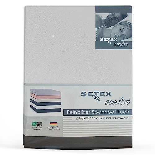SETEX - Flannelette Bed Sheet with Elastic Band Cuddly Soft - Flannelette Fitted Sheet Made of 100% Cotton with All-Round Elastic Band - Bed Sheet 180 x 200 cm White