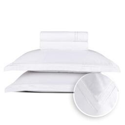 Pure Cotton Double Bedding Set 4-Piece - 100% Cotton Satin - Soft, Easy to Iron, Oeko-Tex - Duvet Cover 230 x 290 cm, Fitted Sheet 180 x 200 x 30 cm, Pillowcase 2 x 50 x 80 cm - Silhouette - White