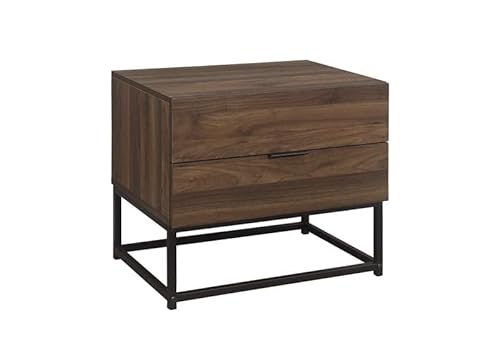 Birlea Houston Walnut Wooden 2 Drawer Bedside Table Cabinet Nightstand