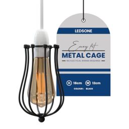 Black Wire Cage Pendant Light Shade Retro Industrial Ceiling Hanging Lamp, Metal Loft Lighting Fixture with E27 Bulb Holder for Kitchen Island, Dining Room, Bar, Cafe, Restaurant