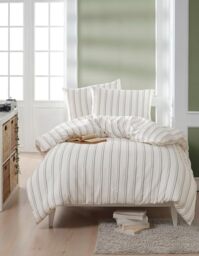 Nuit Des Rêves Beige XL Quilt Cover Set (155 x 200 cm), 70% Cotton/30% Polyester, Includes 1 Pillowcase (80 x 80 cm), Machine Washable, Elegant Button Closure