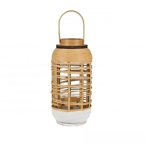 NATURAL LIVING Alexa Rattan Lantern with Glass CANDLE HOLDER D20 X H50CM