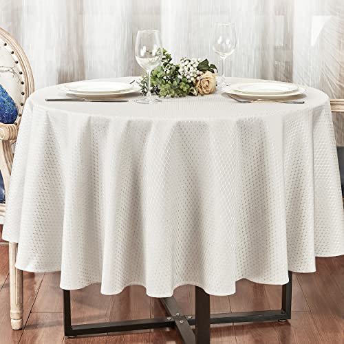 HomeJoy Round Rectangle Table Cloth ??? Stainproof Waterproof Washable Polyester Oblong Rectangular Tablecloth, Fabric Table Cover for Kitchen Dining Dinner Table (Ivory, Round 70'' Inch)