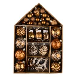 Valery Madelyn Ornaments for Christmas Trees, 70ct Bronze Copper and Gold Shatterproof Christmas Tree Decorations, Woodland Brown Hanging Ball Ornaments Bulk for Xmas Holiday Party
