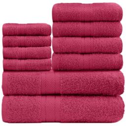 GC GAVENO CAVAILIA Soft 100% Cotton 10 Piece Towel Bale Set, Deep Red
