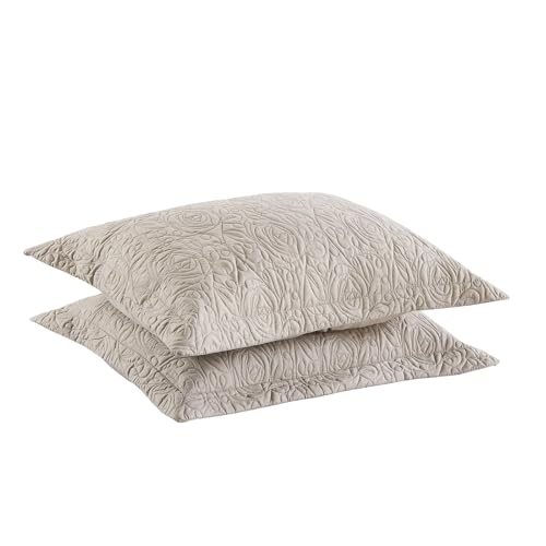 MarCielo 2 Pieces Microfiber Quilted Pillow Shams Soft Pillow Covers with Envelope Closure Standard Size(Taupe)