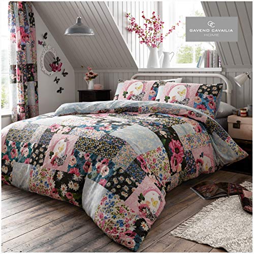 GC GAVENO CAVAILIA Gaveno Cavailia Floral Patchwork Cover Quilt Pillow Case, Reversible, Poly Cotton, Ellis Multi, Size Bedding, Polycotton, King Duvet Set