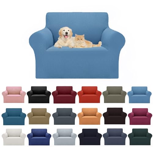 Cupuamon 2026 New Stretch Chair Sofa Slipcovers Couch Cover for 1 Seater Furniture Protector Sofa Covers with Elastic Bottom Jacquard Fabric Small Checks for Pets, Kids - Riverside