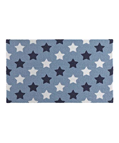 Zala Living Stars Blue White 50 x 70 cm Door Mat Dirt Trapper Mat Polyamide 50 x 70 x 0.7 cm