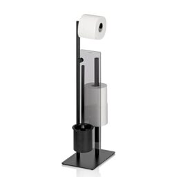 kela WC set with toilet roll holder and spare roll holder 71cm, toilet brush black with open toilet brush holder, STYLE separating disc, matt metal