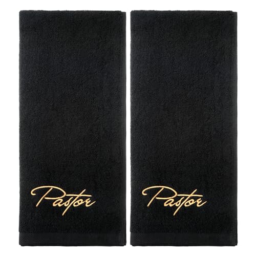 Buryeah 2 Pcs Pastor Hand Towels Christian Embroidered Hand Towels Christian Church Clergy Appreciation Gifts for Father's Day Bathroom, Kitchen
