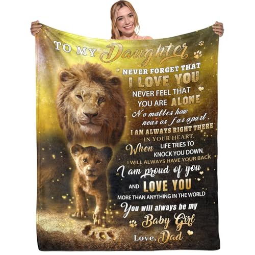 "WUTZTIFE to My Daughter Blanket Gifts from Dad for Daughter Flannel Blanket for Birthday Anniversary Graduation Couch Sofa Bedroom 50""x60"""