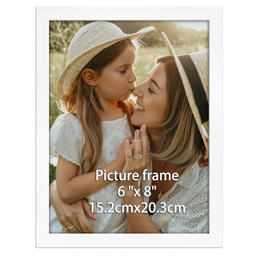 Ditwis 8x6 Photo Frame White, Elegant Frame Suitable for 6x8 Photos and Pictures, Horizontal or Vertical Wall or Table Display