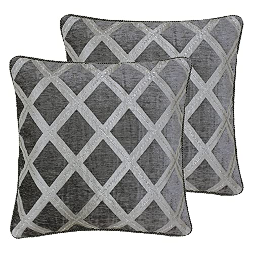 Paoletti Hermes Polyester Filled Cushions (Twin Pack), Polyester, Graphite