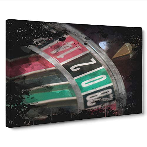 Roulette Table casino (1) Canvas Print - Gallery Wrapped 30mm Frame Wall Art - 30x20 inches - Ready to Hang - Contemporary Picture - Living Room Bedroom Lounge Office