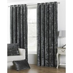 "Riva Paoletti Verona Ringtop Eyelet Curtains (Pair) - Pewter Grey - Velvet Feel - Crushed Velvet Look 100% Polyester - 229cm width x 183cm drop (90"" x 72"" inches) - Designed in the UK"