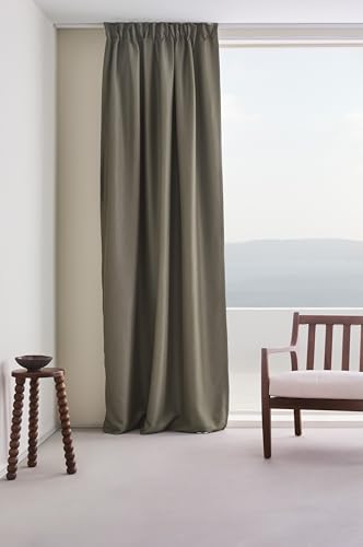 JOTEX Shadow Blackout Curtain with Multifunctional Tape (Pack of 1), Olive Green, 140 x 220 cm