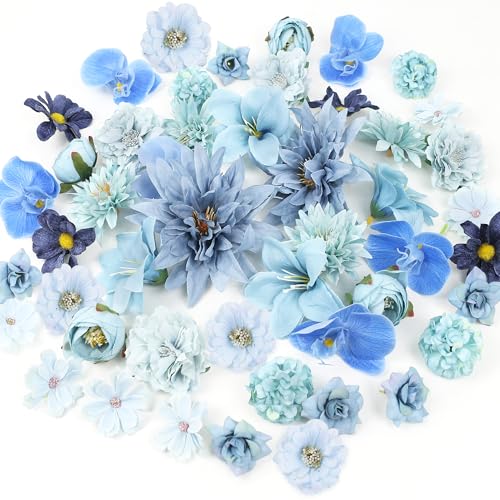 LACGO 48 PCS Fake Flower Heads - Blue
