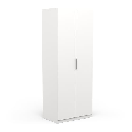 Demeyere Armadio a 2 Ante a 1 nicchia Moderno – Colore Bianco Opaco – 79,4 x 51,1 x 203 cm, Legno ingegnerizzato