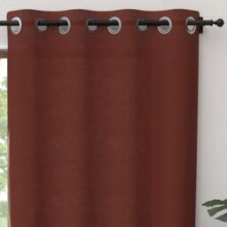 Soleil d'ocre, Panama Curtain with Eyelets 135 x 250 cm Pure Cotton Brick