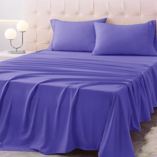 Homilay Full Size Bed Sheet Set - 4-Piece Soft Microfiber Sheets with Deep Pockets, Cooling Technology, and Wrinkle-Free Pillowcase. Hotel-Quality, Durable Bedding, Very Peri