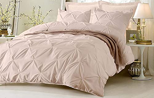 Egyptian Cotton Duvet Cover Queen Size Pinch Pleated 800 Thread Count Full Size Quilt Cover, Silky Soft with Hidden Zipper Closure and 7 Corner Ties 100% Egyptian Cotton Duvet Cover 1 Piece (Blush)