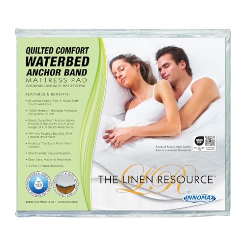 INNOMAX The Linen Resource Quilted Comfort Waterbed Anchor Band Custom Fit Mattress Pad Protective Cover King