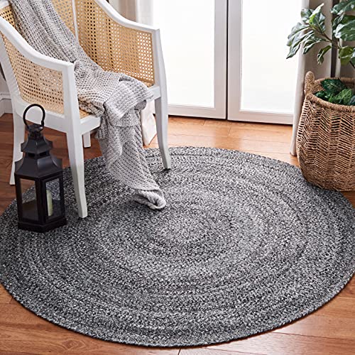 Safavieh Contemporary Rug Living Room, Dining Room, Bedroom - Reversable - Braided Collection, Short Pile, in Grey, 91 x 91 cm