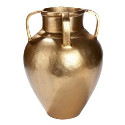 GILDE Antigua Round Aluminium Vase Height 33 cm x Diameter 25 cm Gold