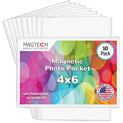 Magtech Magnetic Photo Pocket Picture Frame, White, 4 x 6 Inches