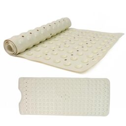 DIVCHI Shower Bath Mat Non Slip Anti Mould & Mildew With Strong Suction Cups Grip And Drain Holes Soft Rubber Shower Mats - Bathroom Mat Machine Washable (Beige, 100 x 40cm)