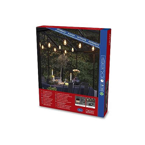 Konstsmide Garden Lights/String Lights Mains Powered 9.15m Shatterproof 10 Replaceable LED Bulbs Dimmer