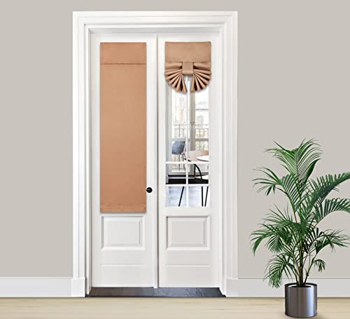 PI Side Door Curtain 2 Panels,Thermal Insulated Privacy Tie up Blackout Small Window Covering for Front Door 40 Inches Long (W12XL40-2PC,Cappuccino)