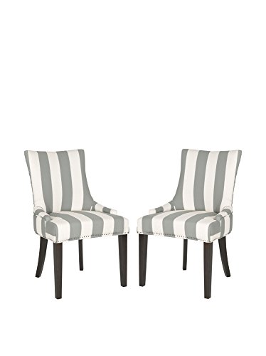 SAFAVIEH Set of 2 Wooden Dining Chairs, in Grey and Bone