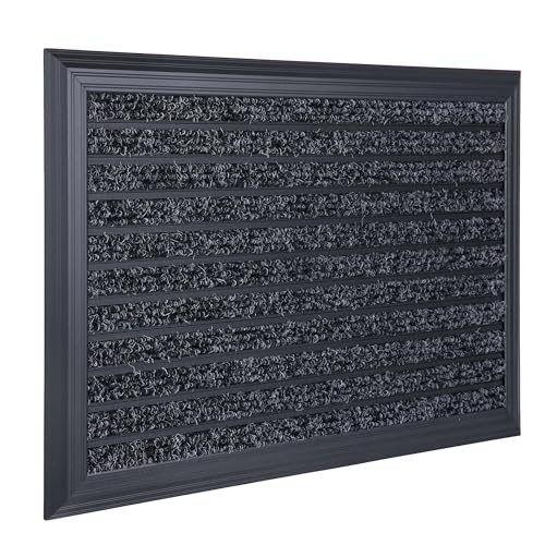 Relaxdays Doormat, 80x50 cm, aluminium frame, weatherproof, non-slip, indoor & outdoor, dirt-trap, black