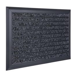 Relaxdays Doormat, 80x50 cm, aluminium frame, weatherproof, non-slip, indoor & outdoor, dirt-trap, black