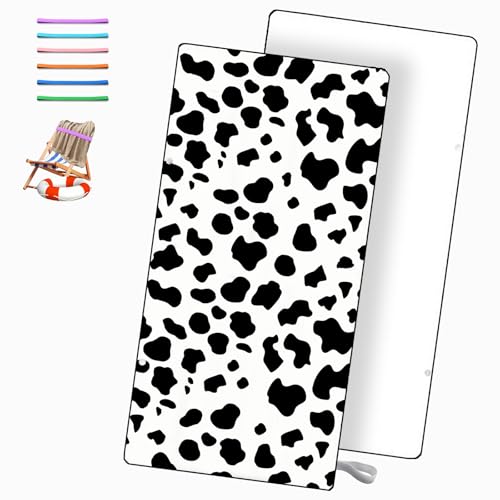 BIFMVOG Microfiber Oversized Cow Print Beach Towel Adults Sand Free Beach Towels Quick Dry Large Bath Towels Pool Travel 30 x 60 in Towel,with Two Beach Towel Bands