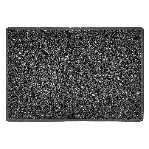 Nicoman Plain Door Mat Dirt Trapper PVC Spaghetti Mat Washable Quick Drying Barrier Doormat-Dark Grey (Watertight Rubber-Back)-Large (90x60cm)