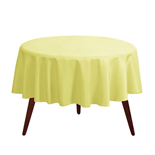 Gee Di Moda Round Tablecloth - 120 Inch Yellow Round Table Cloth for 60 to 96 Inch Round Tables - Heavy Duty Washable Fabric - for Buffet Table, Holiday Party, Dinner, Wedding & Baby Shower