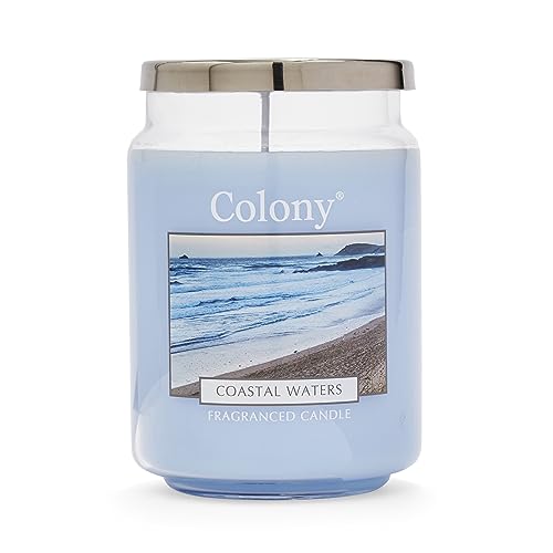 Wax Lyrical, Colony Coastal Waters Large Candle, Burn Time of Up 100 Hours, Blue
