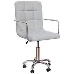 Vida Designs Calbo Office Chair Adjustable Height Leather Desk Chair With Arms And Wheels For Home Work And Study (Grey) (UKFR Certified)