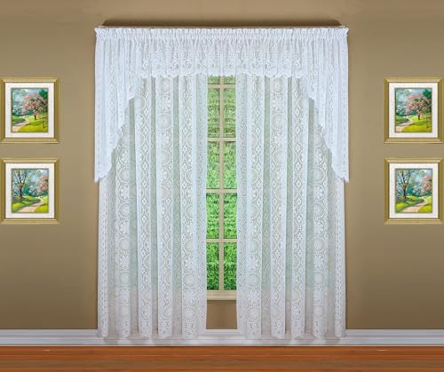 "Today's Curtain Hopewell Premium Lace Panel 84"", White, 58W x 84L"