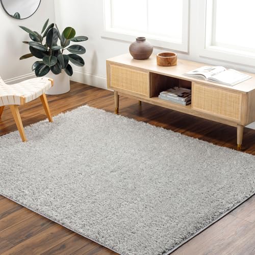 Livabliss Soso Shaggy Berber Carpet 160x213 cm, Living Room & Bedroom, Soft Plush Thick Pile, Neutral Boho Fluffy Style, Easy Care, Light Grey